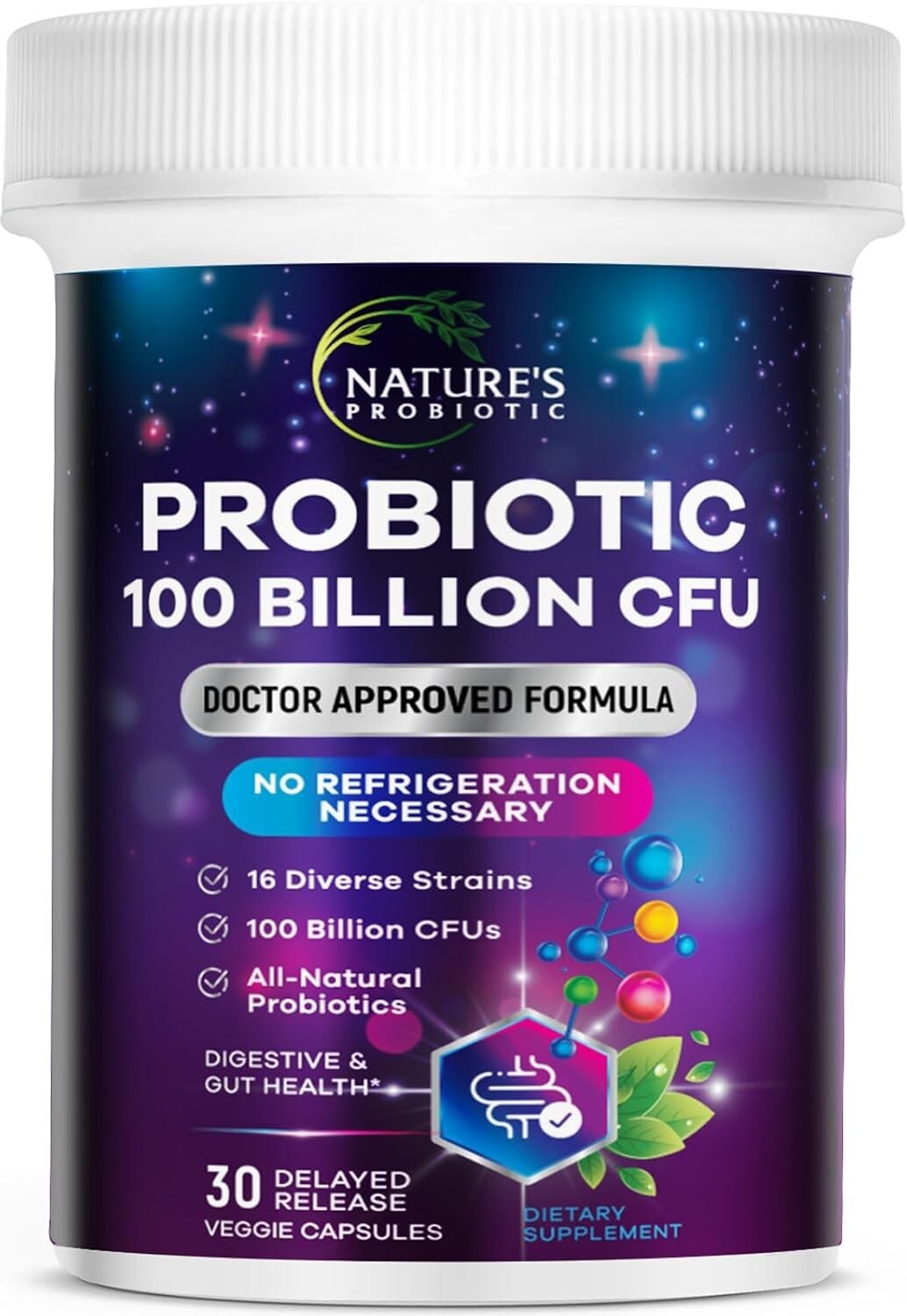 Probiotic Pills 100 Billion CFU Prebiotics – Acidophilus Supports Immune System