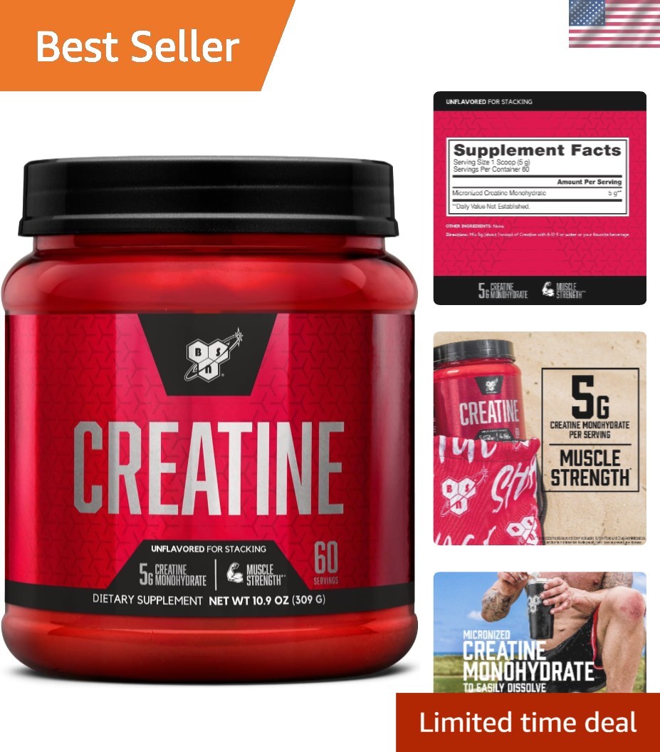 Creatine Powder 10.9oz Unflavored for Muscle Growth Strength and Power