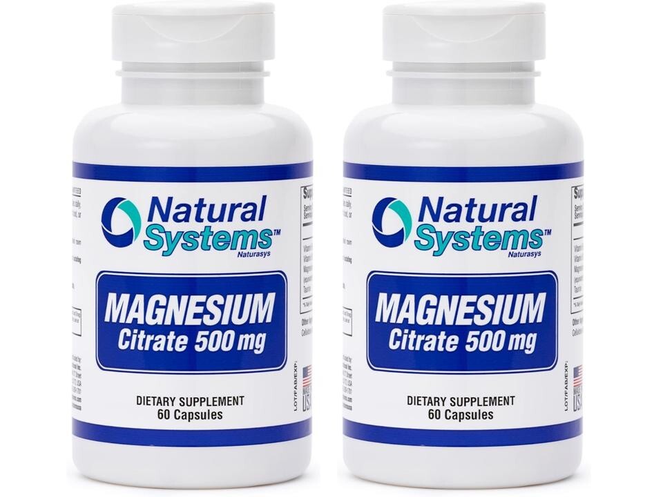 NATURAL SYSTEMS MAGNESIUM CITRATE 500 mg + VITAMIN B12 B6 2 X 60 = 120 CAPSULES