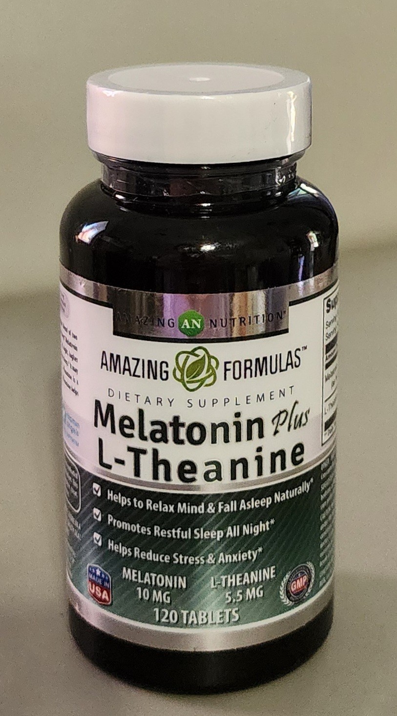 Amazing Formulas 10MG Melatonin Plus L-Theanine, 120 Tablets Sealed Exp 01/2028