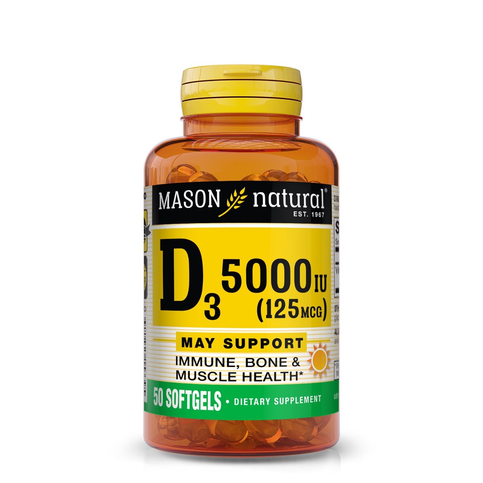 Mason Natural Vitamin D3 125 mcg (5000 IU) – Supports Overall Health,