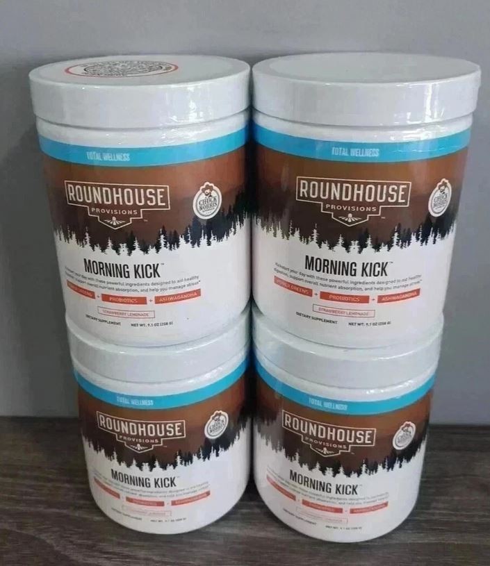 4 ROUNDHOUSE PROVISIONS MORNING KICK-DIGESTIVE POWDER-STRAWBERRY LEMONADE 9.1 0Z