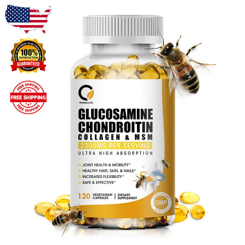 Glucosamine Chondroitin With Collagen & MSM Pills Healthy Hair,Skin,Joints~