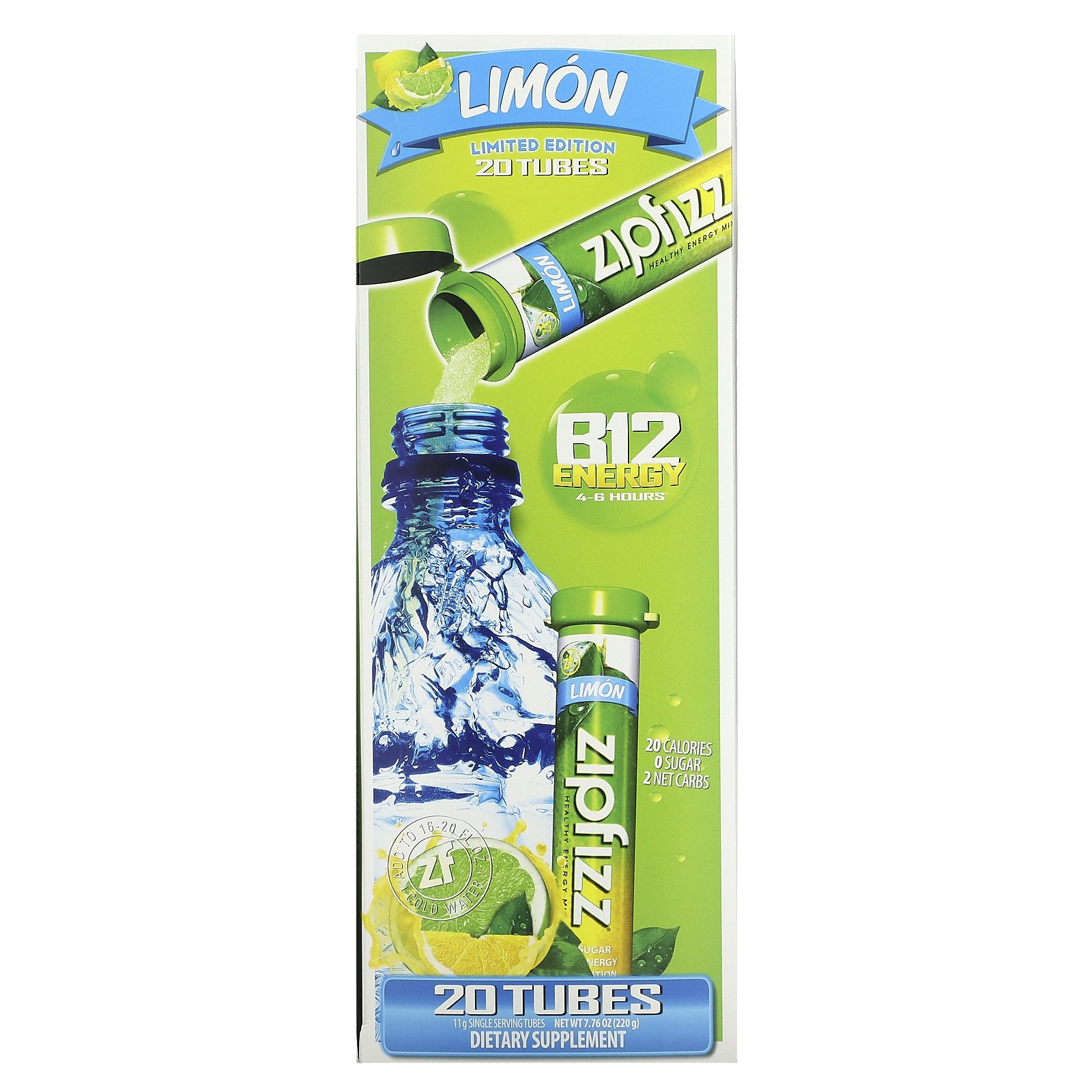 Healthy Energy Mix with Vitamin B12, Limon, 20 Tubes, 0.39 oz (11 g) Each