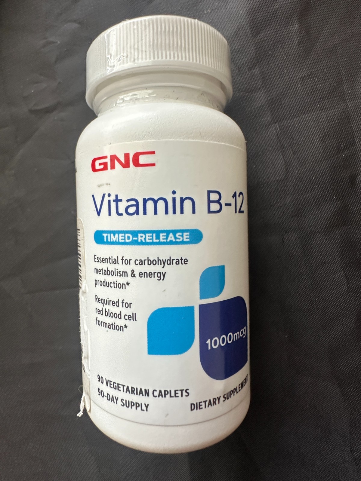 GNC Vitamin B-12 Timed-Release 1000mcg 90 Vegetarian Caplets Exp 09/2025