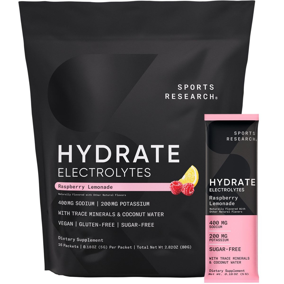 Electrolyte Powder Packets Raspberry Lemonade Flavor Hydration & Recovery Boost