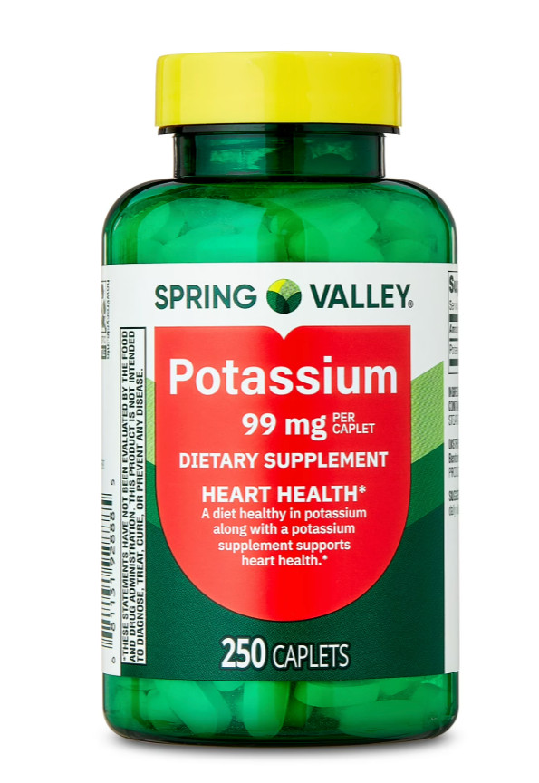 2 Pack Potassium Gluconate 99 mg Dietary Supplement 250 ea or 500 Caplets Heart