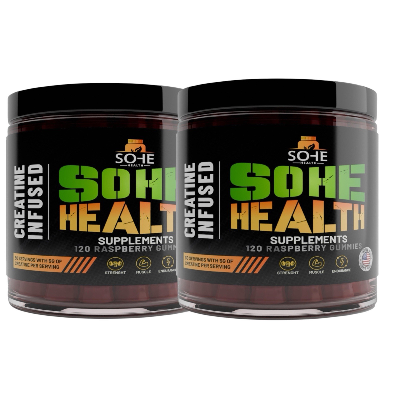 SOHE HEALTH CREATINE GUMMIES – 0.18oz CREATINE MONOHYDRATE PERSERVING 2 JARS