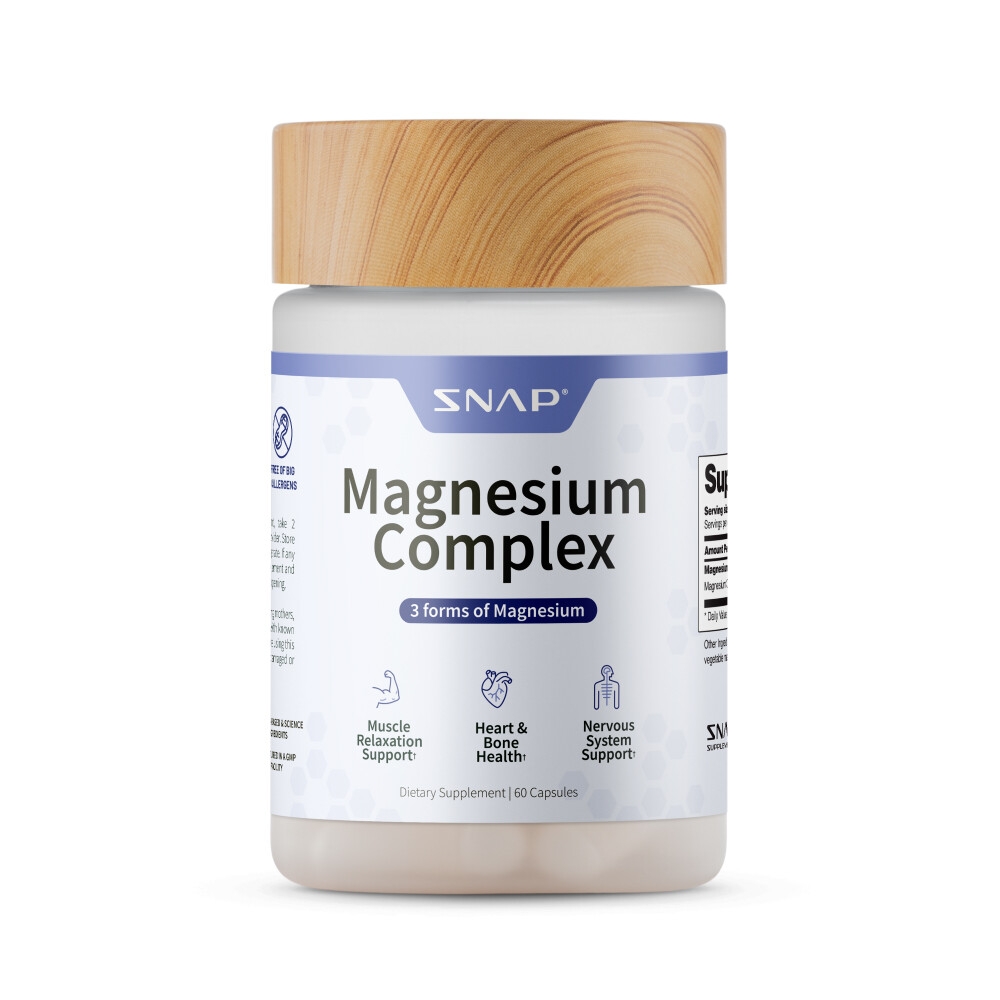 Magnesium Glycinate Natural Capsules Muscle Relaxer, Heart & Bone Health – 60ct