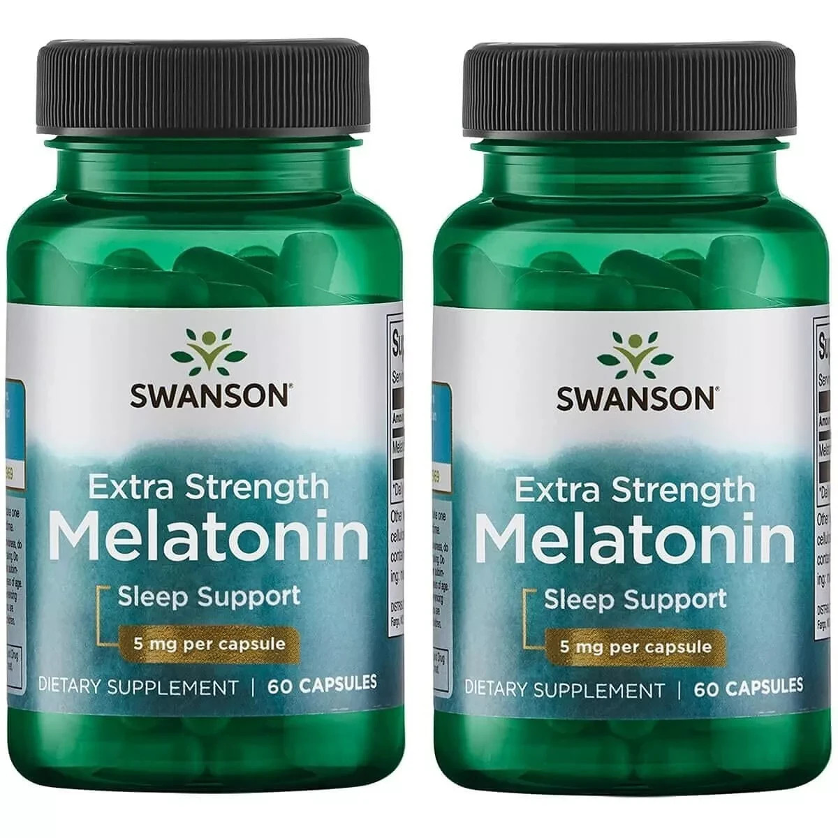 2 x SWANSON MELATONIN 5mg-120 Caps (2×60) – Sleep support EXTRA STRENGTH !!