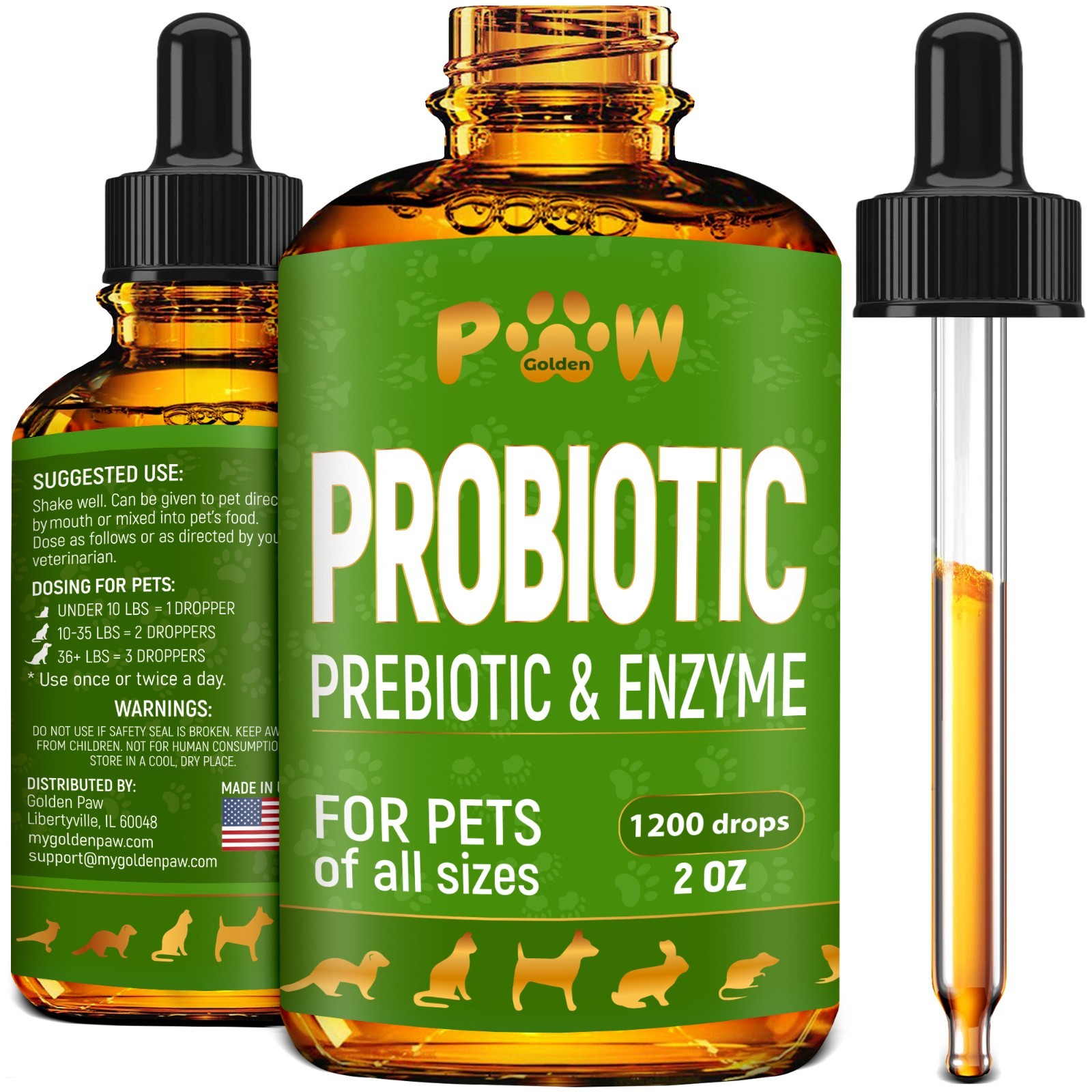 Probiotics for Dogs & Cats | Digestion Balance, Prebiotic Blend | 2 Oz