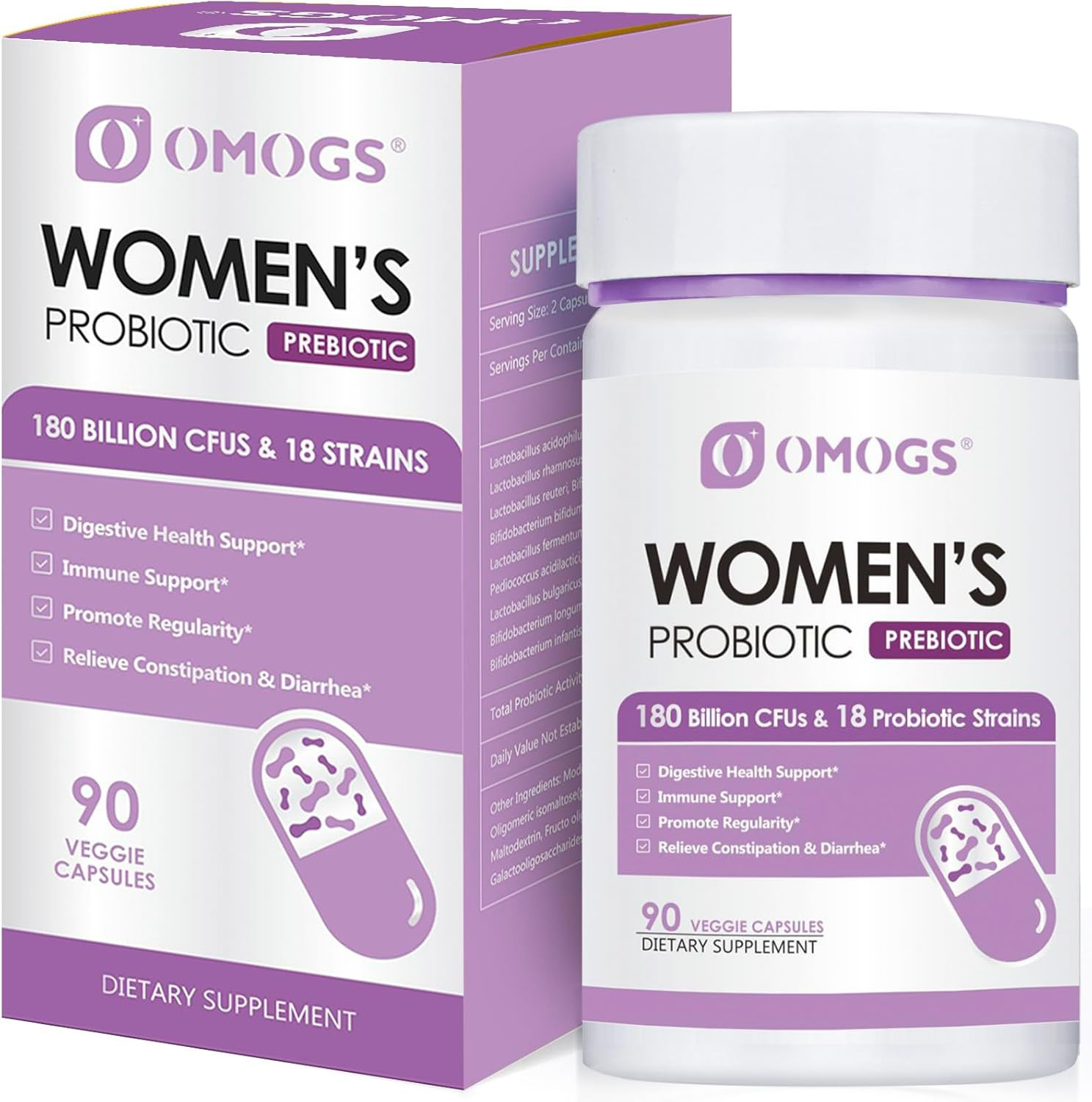 Women’S Probiotic 180 Billion Cfus 18 Strains, with Organic Prebiotics, Cranberr