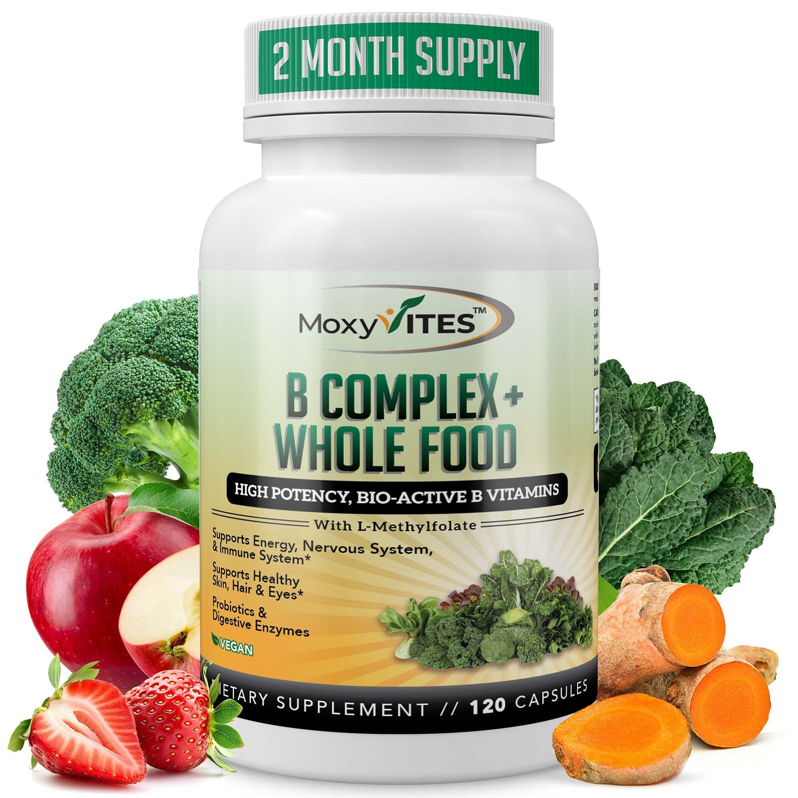 Vitamin B Complex, with Whole Food, for Stress, Energy, Immune Support