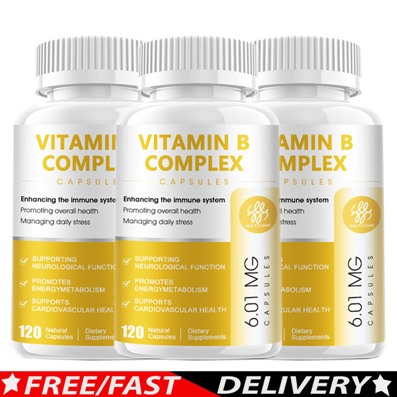 1~3x Vitamin B Complex Supplyment, 120 Capsules With Vitamin C – High Potency