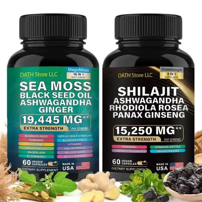 The Powerful Sea Moss And Shilajit Supplements Bundle 120 count