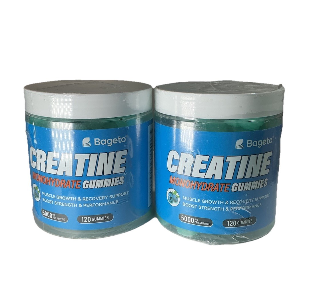 Creatine Monohydrate Gummies (2 PACK)  120ct Blueberry 5000mg Per Serving BAGETO