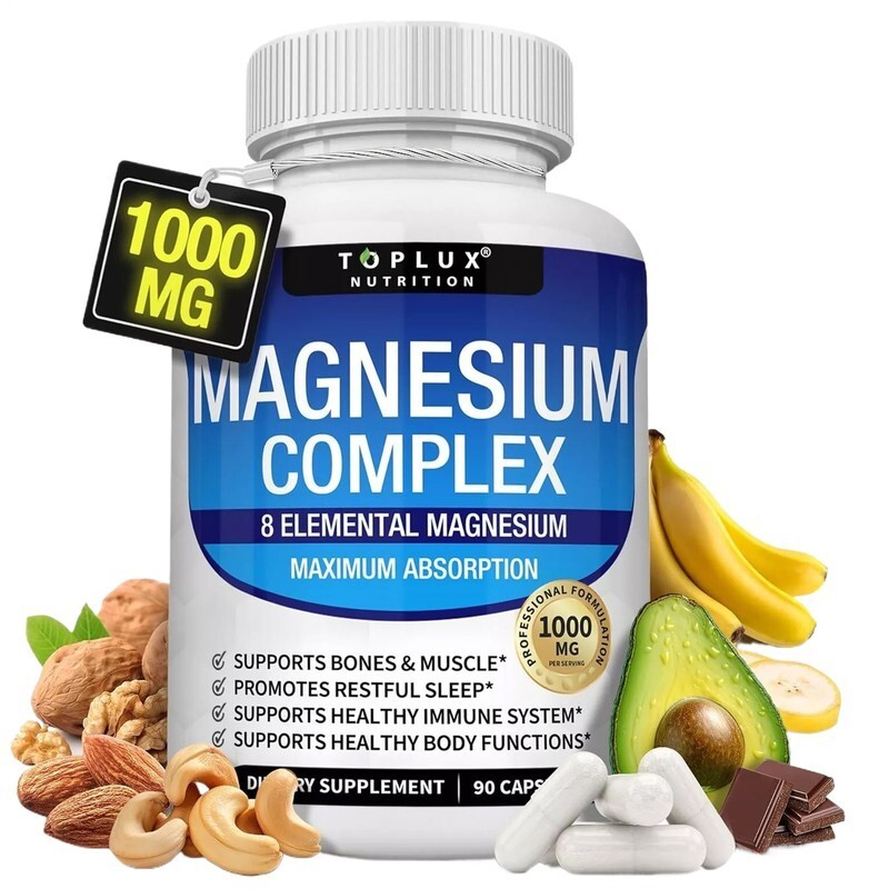 Magnesium Complex 1000mg Supplement – 7 Types Inclu 90 Capsules！！
