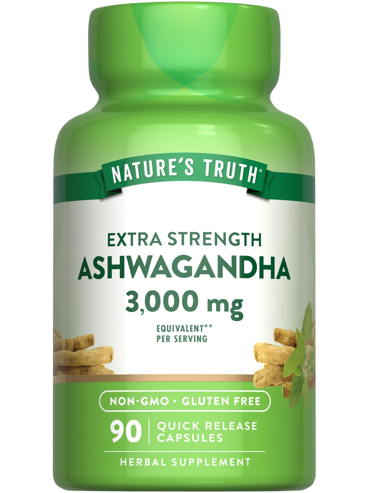 Herbal Supplement Extra Strength 90 Count Ashwagandha 3000 mg Non GMO