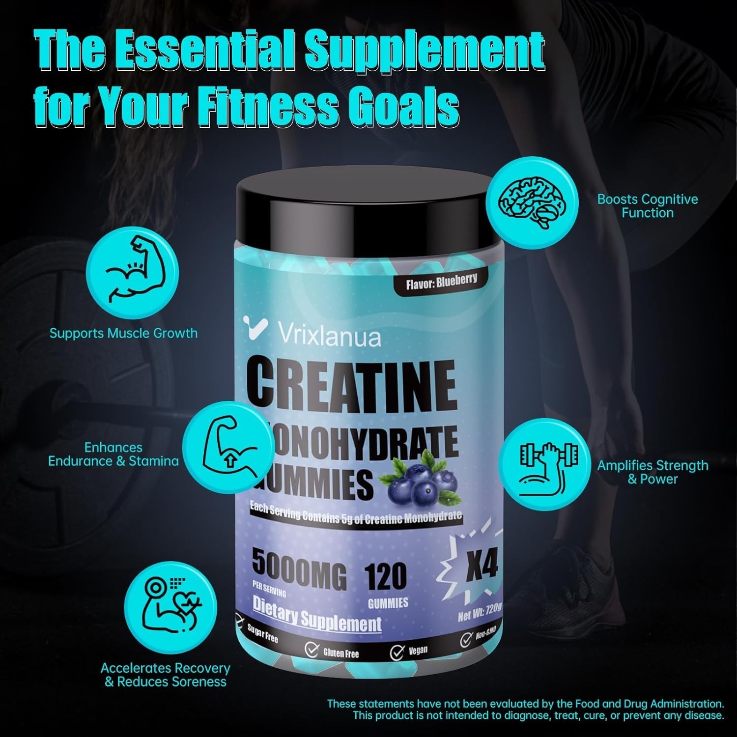 CREATINE MONOHYDRATE GUMMIES FOR MEN & WOMEN CREATINE FOR ENHANCED MUSCLE GROWTH