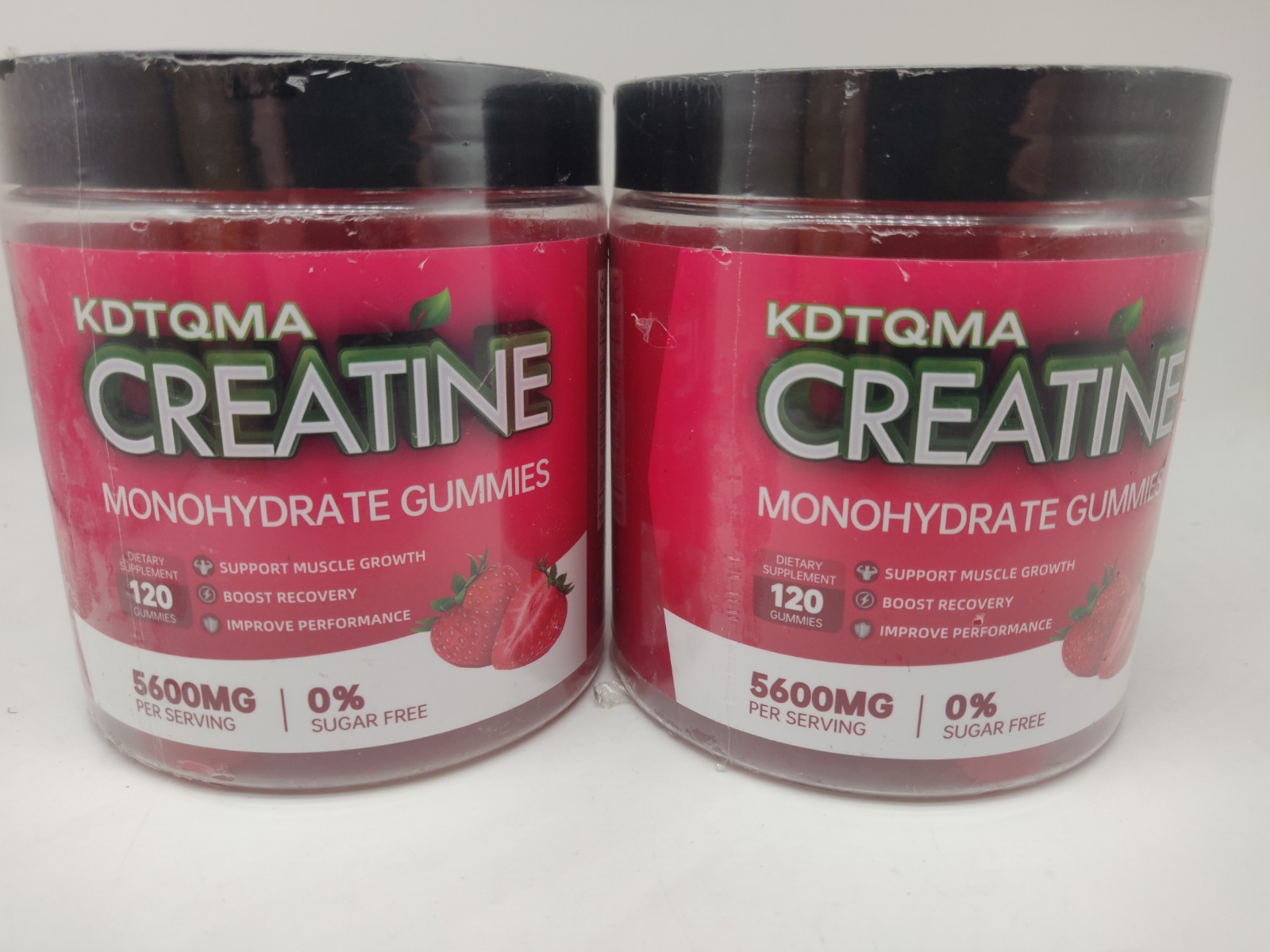 2x Creatine Monohydrate Gummies 5600MG Strawberry Flavored 120ct Each 09/2026
