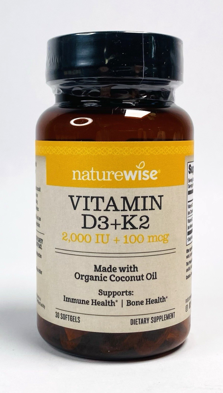 NatureWise Vitamin D3 2000 Iu + K2 (MK7) 100mcg with Organic Coconut Oil – 30ct