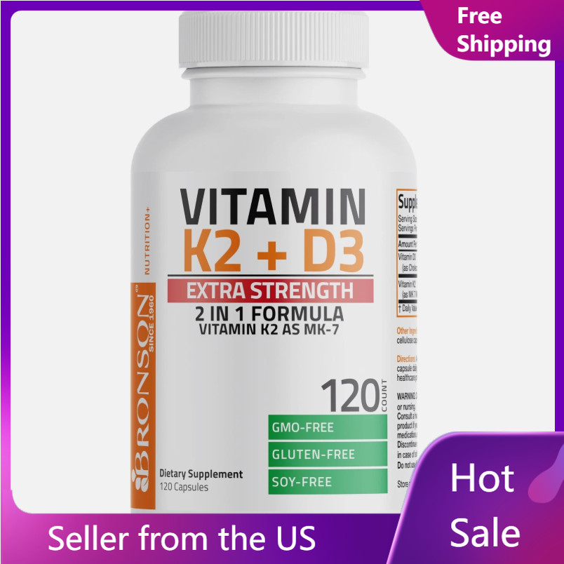 Vitamin K2 (MK7) with D3 Supplement Non-Gmo Formula 5000 IU Vitamin D3 & 90 Mcg