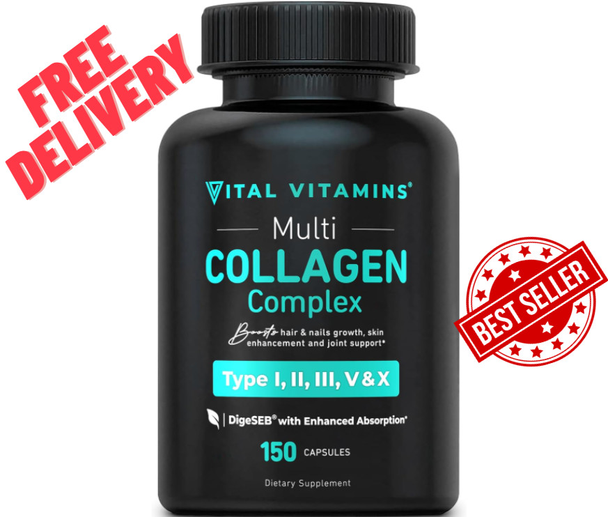 Vital Vitamins Multi Collagen Complex – Type I, II, III, V, X  – 150 Capsules