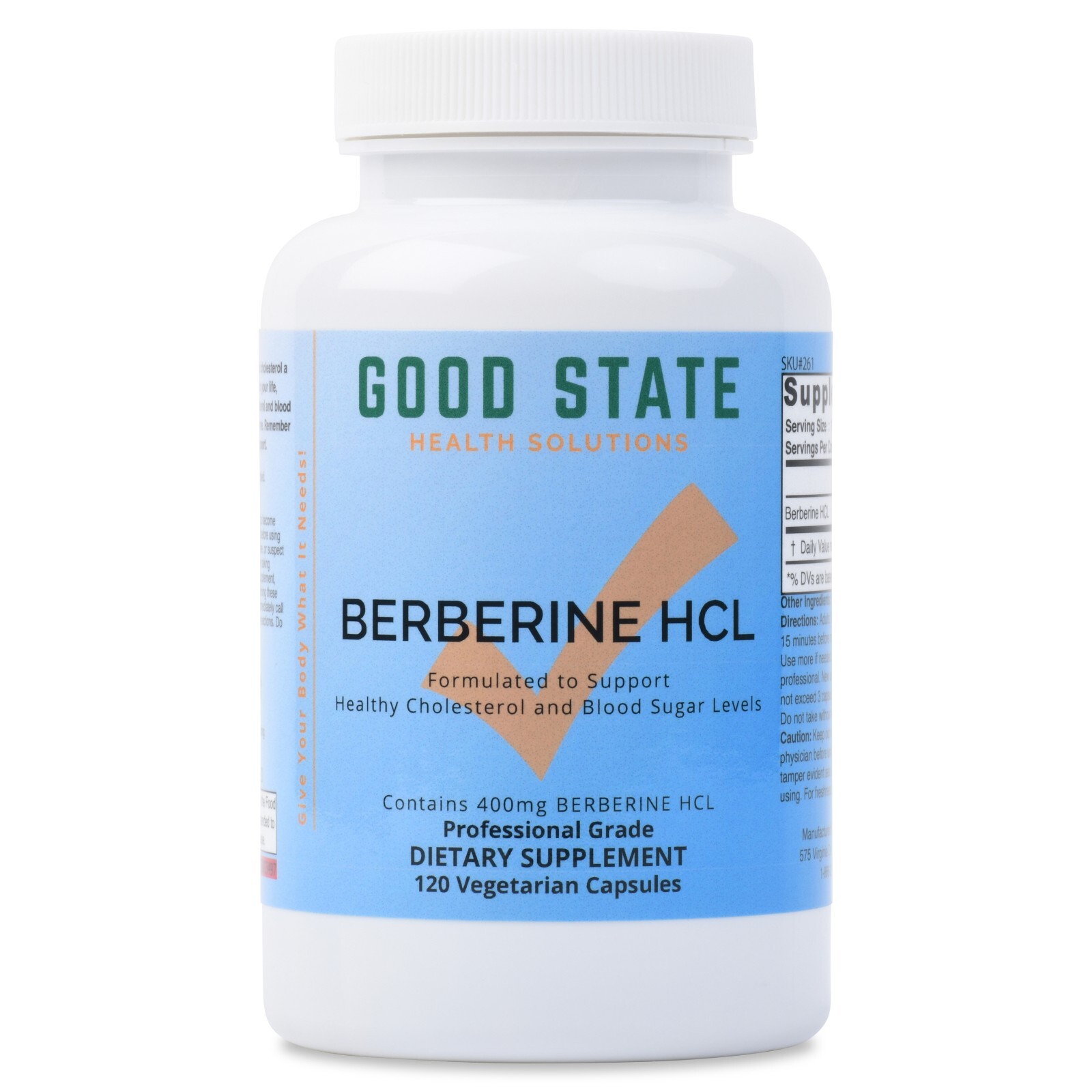 Berberine HCL 400mg 120 capsules by Good State