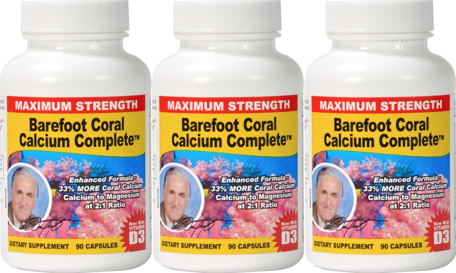 Barefoot Coral Calcium Complete 3 Pack – Bob Barefoot 90 Caps – Coral Calcium