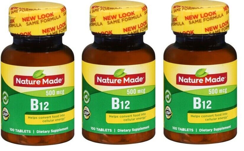 Nature Made Vitamin B12 500 mcg Tablets 100 Counts X **3 Packs**