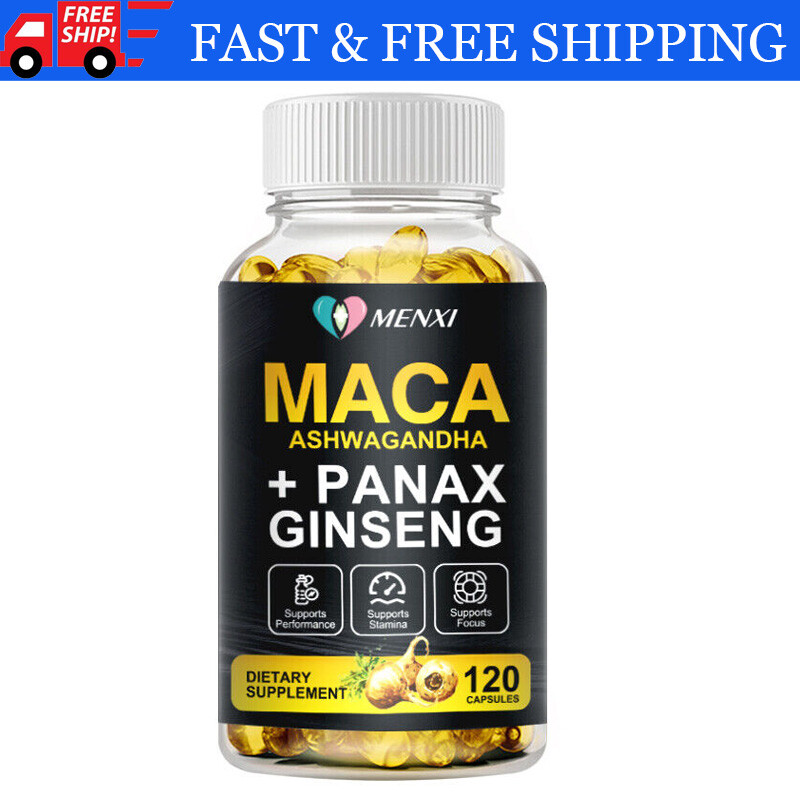 Maca Root Capsules 10000mg Black,Red,Yellow Maca Extract with Ashwagandha Pills