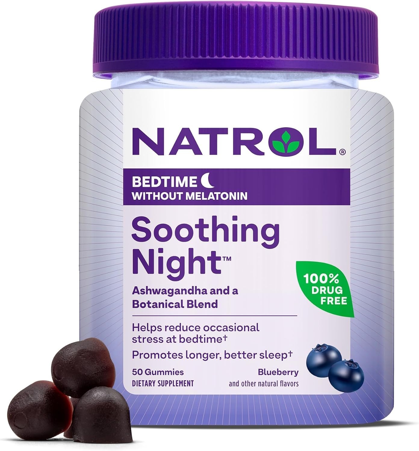 NATROL BEDTIME SLEEP GUMMIES  WITHOUT MELATONIN – 50 BLUEBERRY EXP 02/26