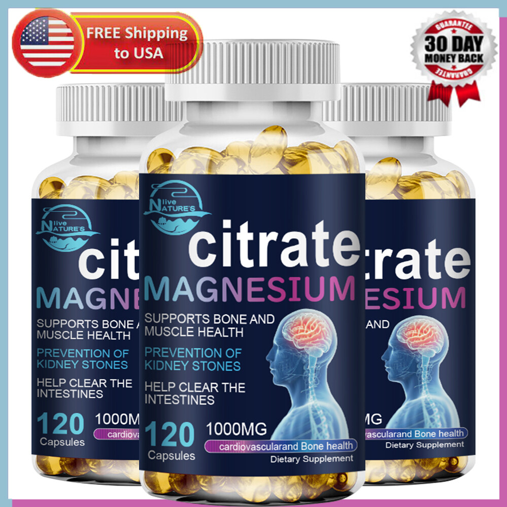 Magnesium Citrate Supplements 1000mg High Strength Magnesium 360 Capsules Vegan