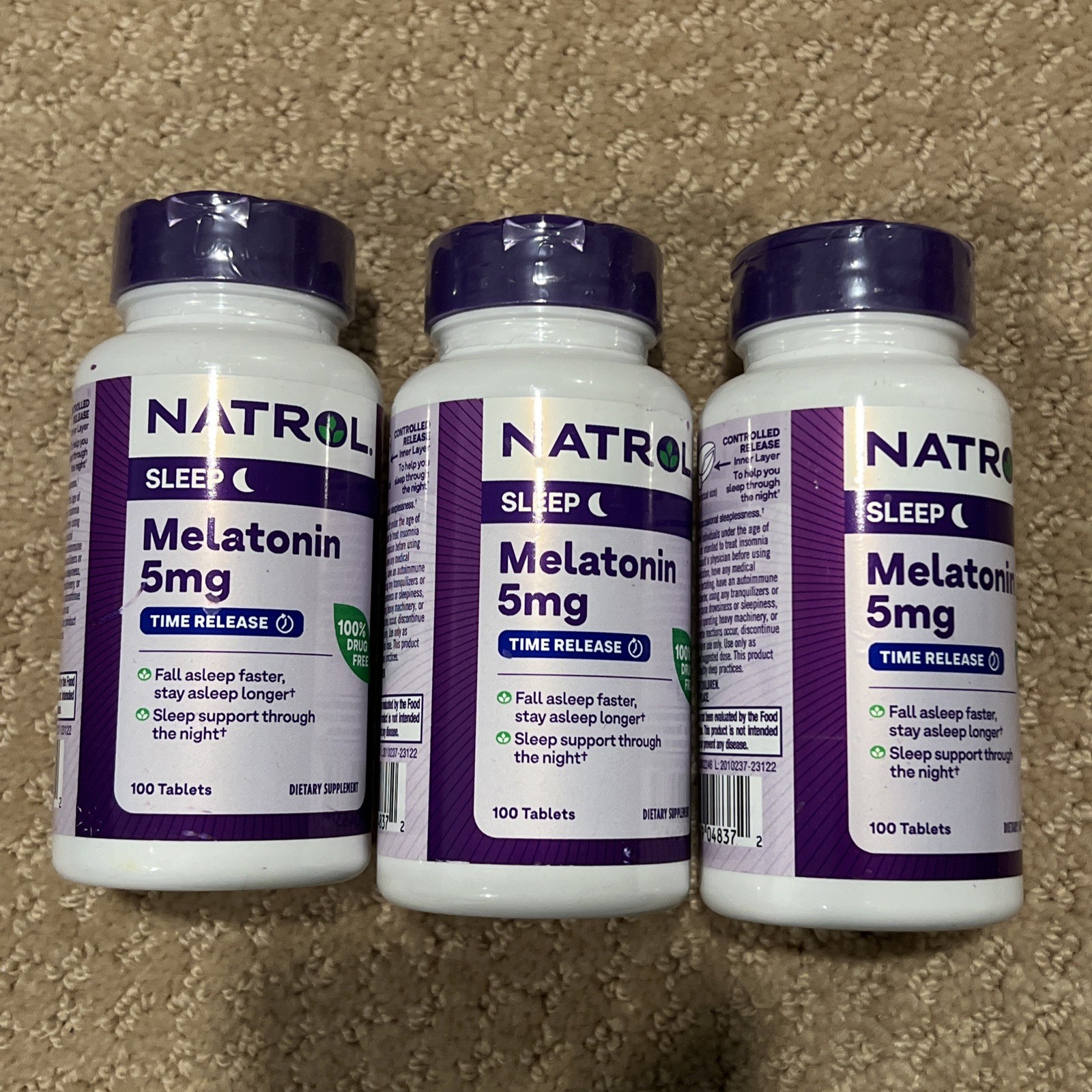 (3-PACK) Natrol Melatonin Time Release 5 mg – 100 Tablets Each – EXP: 04/27