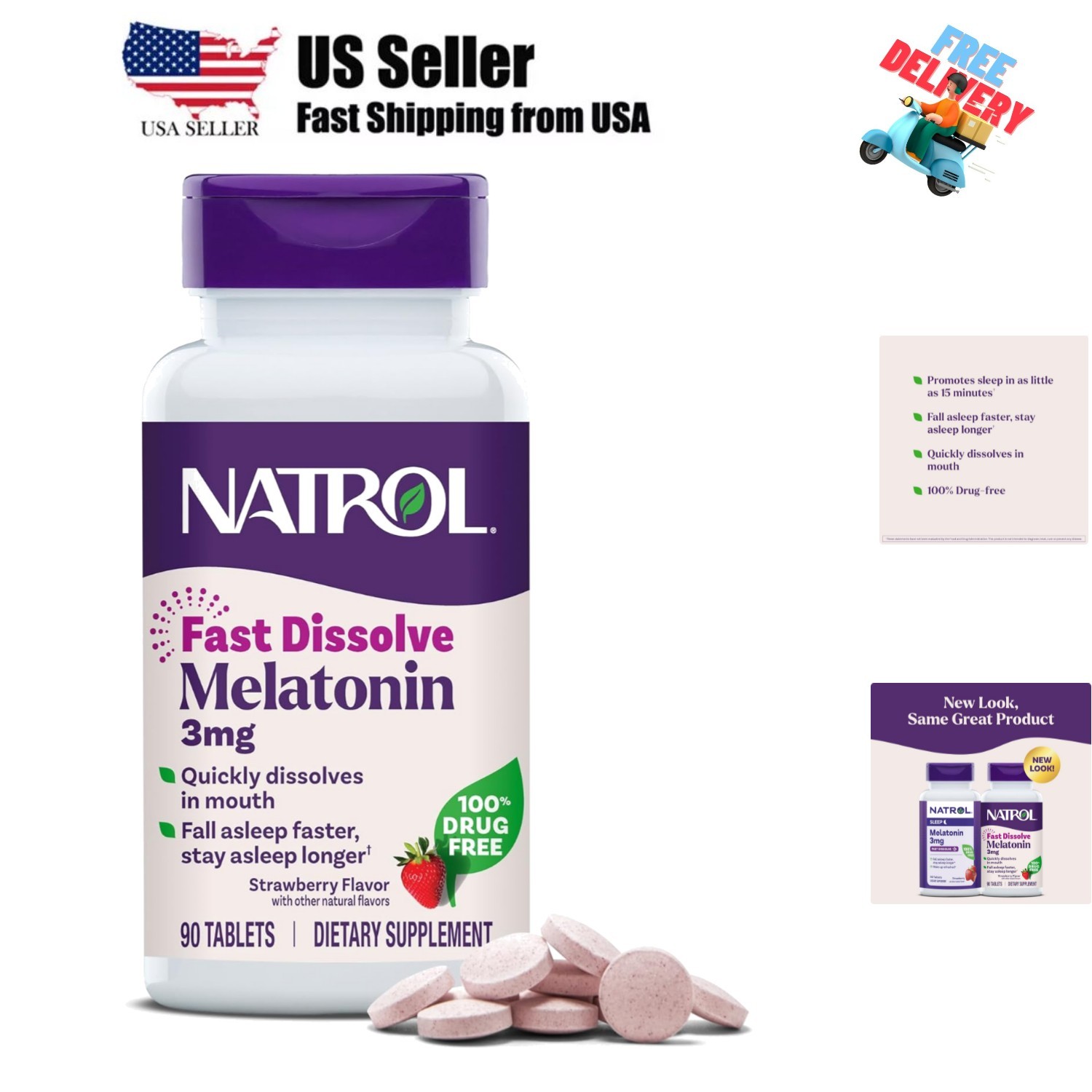 Fast Dissolve Melatonin 3 mg, Melatonin Supplements for Restful Sleep, Sleep …