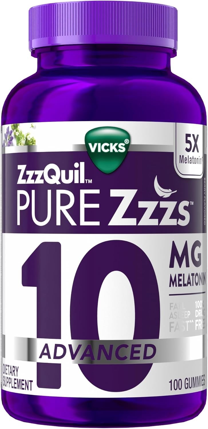 ZzzQuil Pure Zzzs Advanced Melatonin Gummies, 10mg, Sleep Aid,…