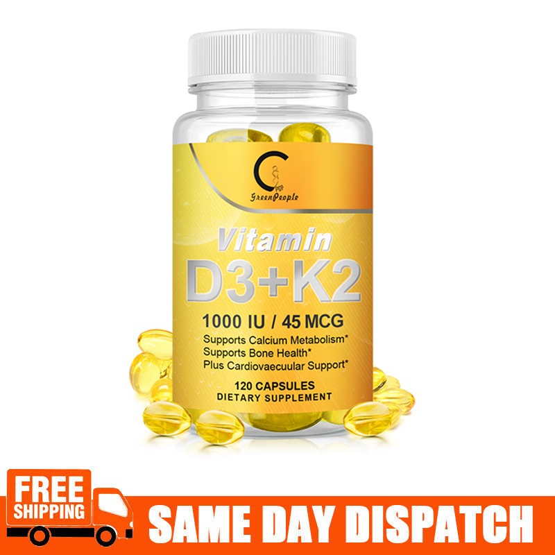 Vitamin D3 K2 1000 IU 45MCG 120PCS Capsules Extra Strength D3 K2 Supplements