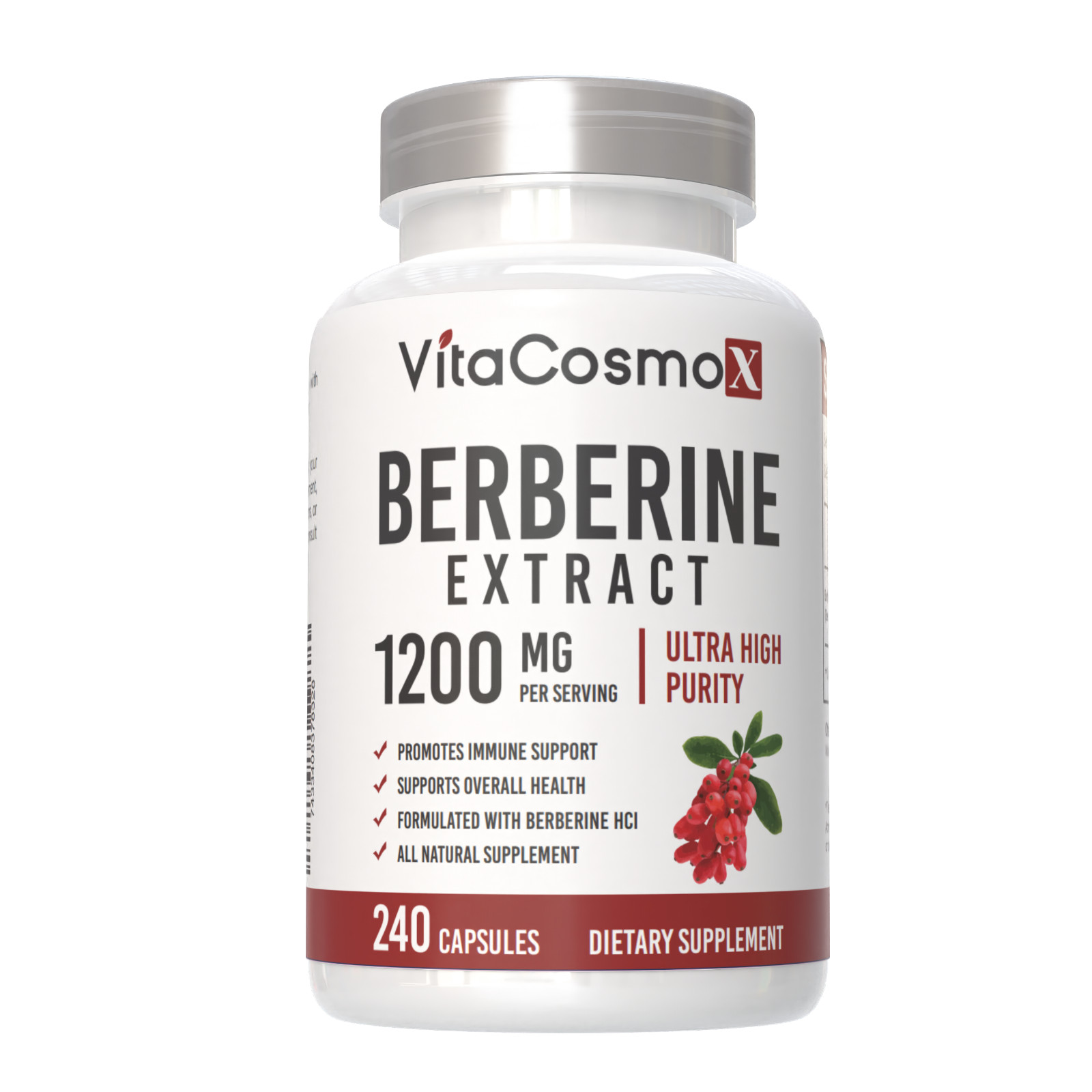Premium Berberine HCL 1200mg Healthy Cholesterol, Anti-inflammatory, Blood Sugar
