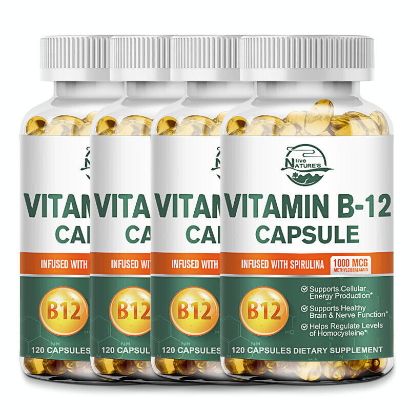 Vitamin B12 Softgels – 1000 mcg Per Serving- Boosts Energy- 120/240/480 Capsules