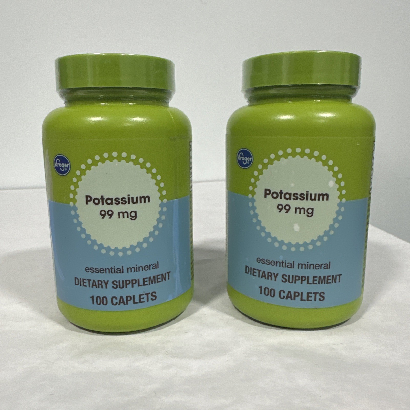 2 Pack Kroger Potassium Supplements – 99mg, 100 Caps Each Bottle, Exp 6/2026