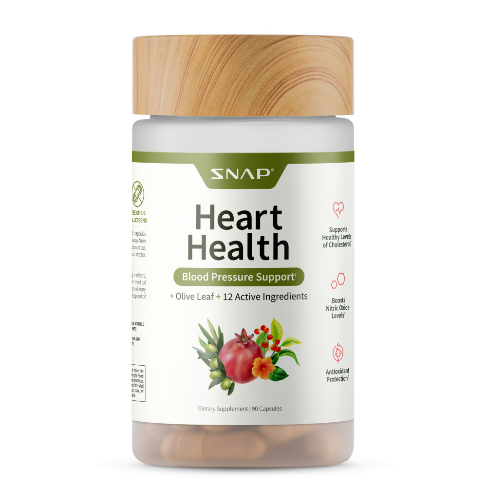 Heart Health & Blood Pressure Supplement Snap Coq10/Hawthorn/Pomegranate 90 Caps