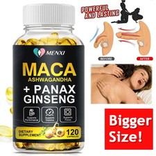 Maca Root Capsules 10000mg + Korean Panax Ginseng Ultra Energy Boost 120 Pills