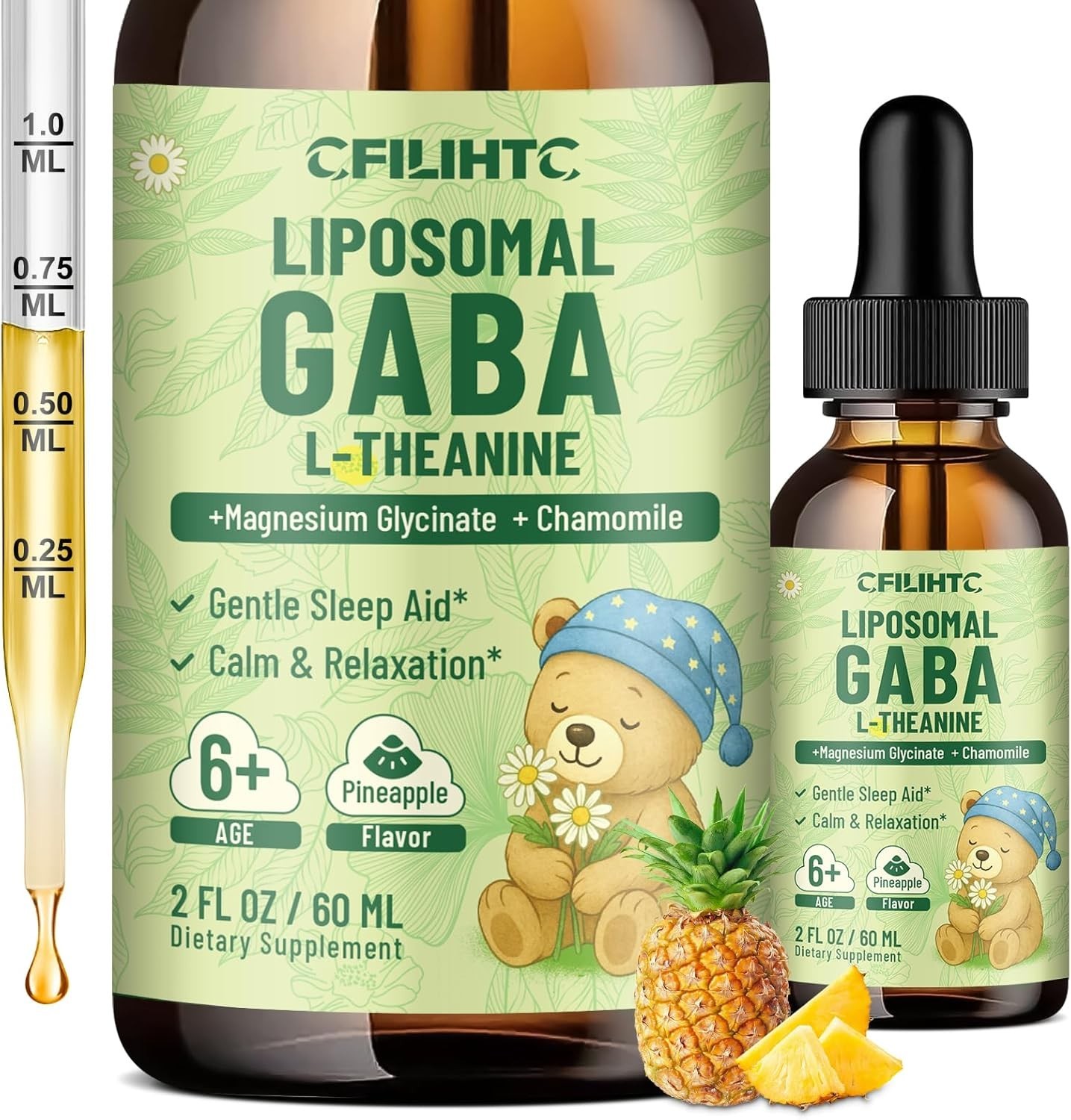 Liposomal GABA L-Theanine Drops for Kids – Liquid GABA Supplement with Magnes…