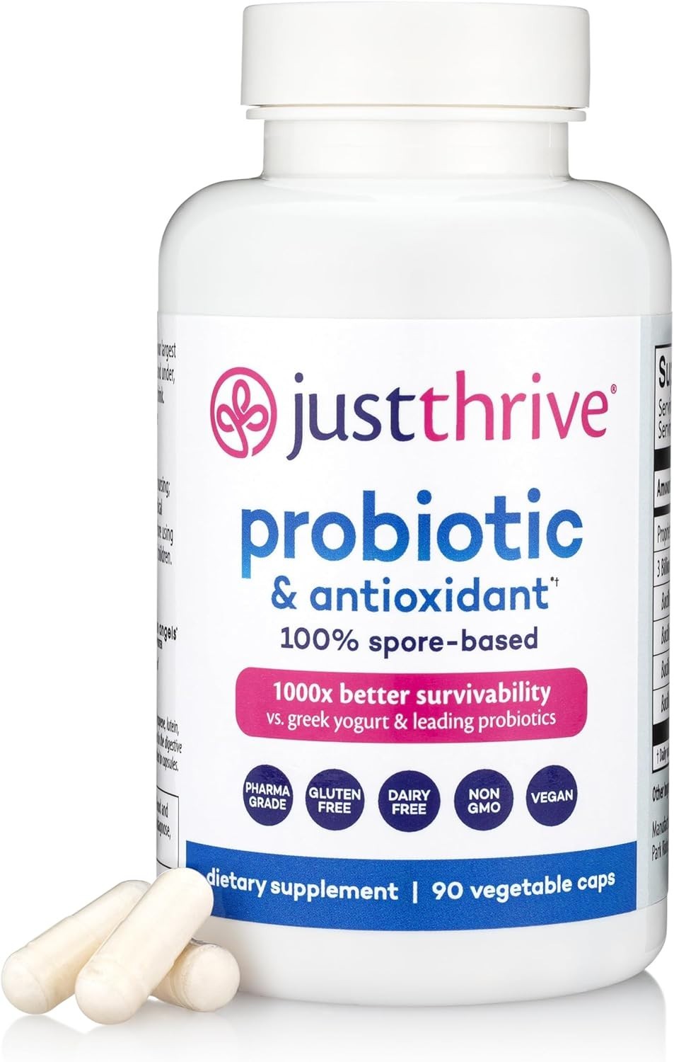 Just Thrive Probiotic & Antioxidant Spore Based Supplement 90 Capsules Exp 4/26