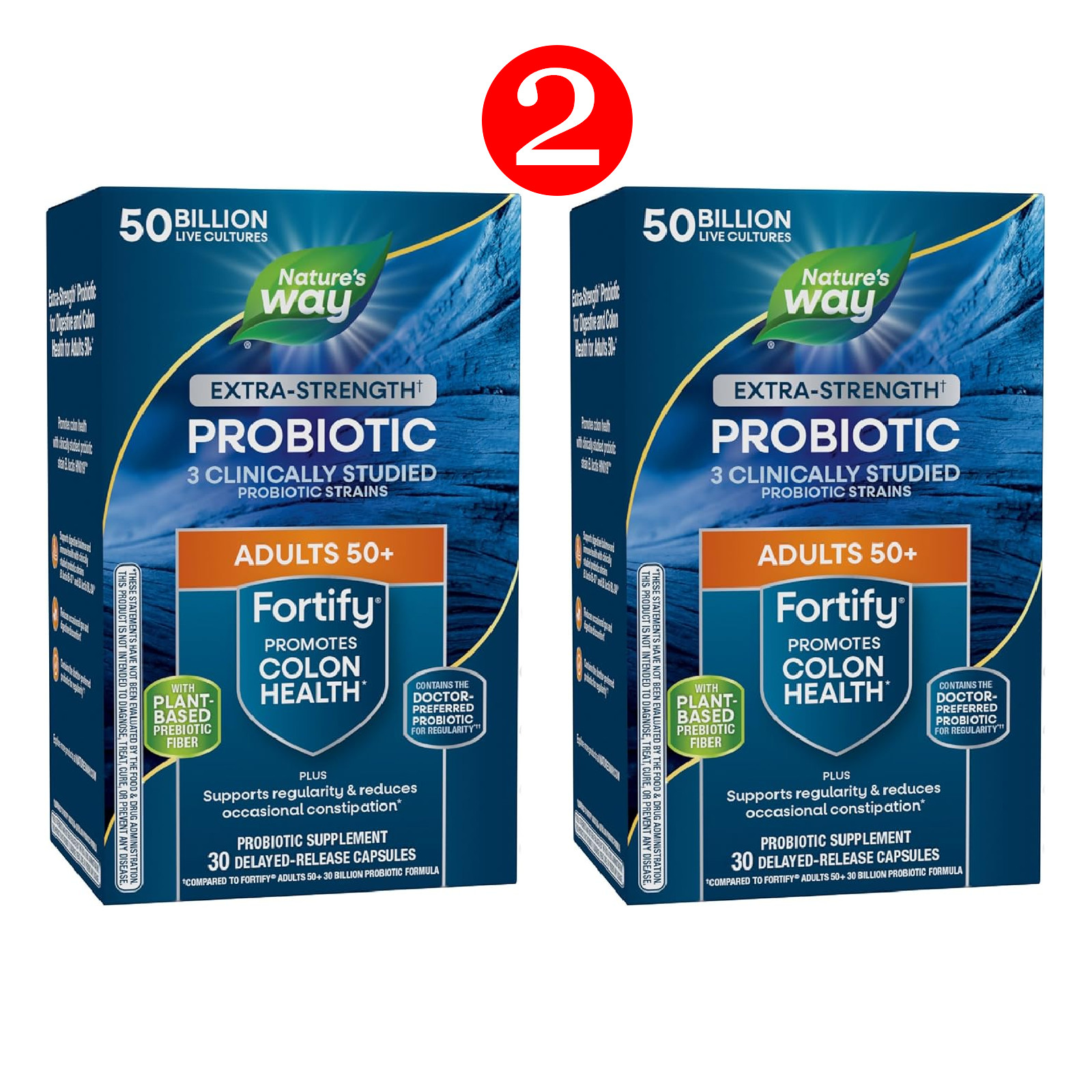 2-Pack Nature’s Way Fortify 50+ Probiotic 30Ct Extra Strength Exp 05/2026 SEALED