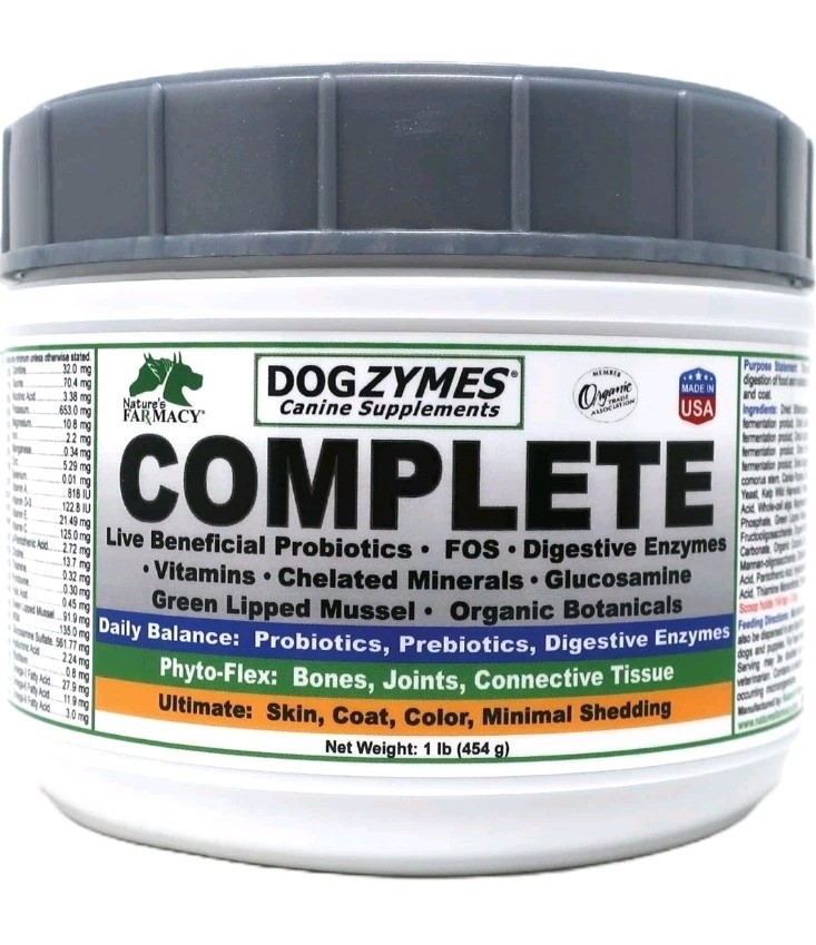 Dogzymes 1lb Complete Probiotics Prebiotics Vitamins Minerals Powder Chondroitin