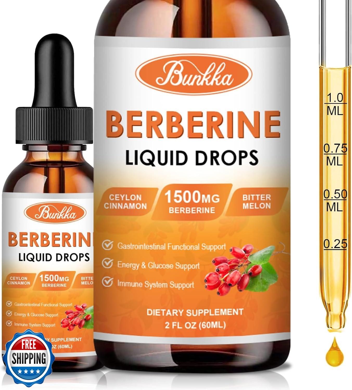 (2 Pack) Berberine Supplement, Berberine Liquid Drops with Ceylon Cinnamon, B