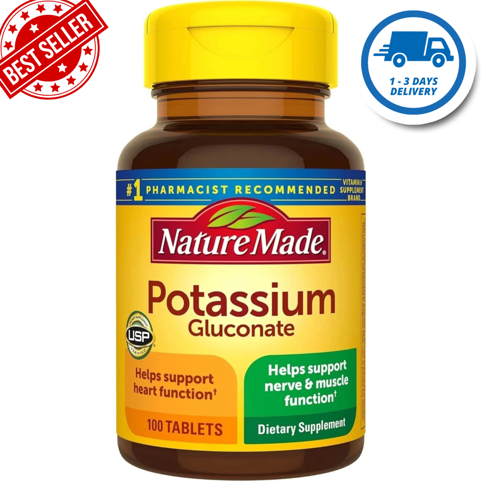 Nature Made Potassium Gluconate 550mg Dietary Supplement Heart Health Supplement