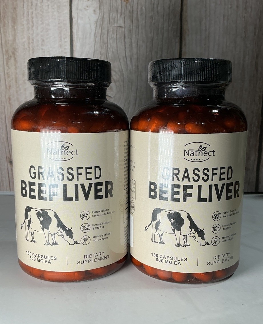 2 Natnect Supplements Grassfed Beef Liver – 180 Capsules 500mg free shipping Lot