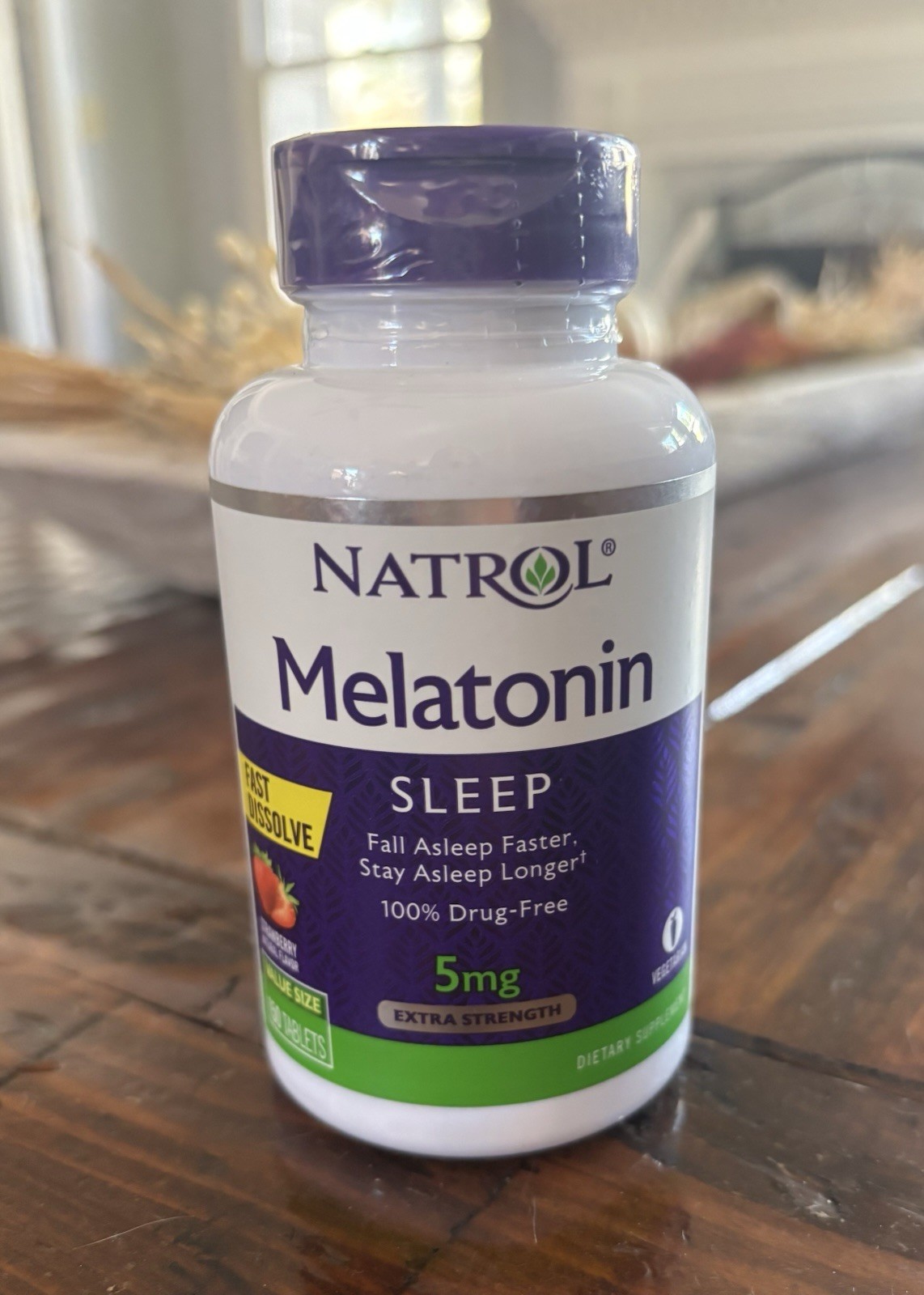 New Natrol Melatonin Fast Dissolve – Strawberry 5 mg 150 Tabs Value Size 8/31/25